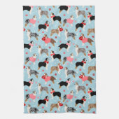Australian Shepherd Valentine Pattern Theedoek (Verticaal)