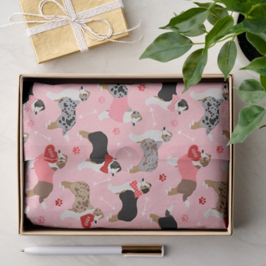 Australian Shepherd Valentine Pattern Tissuepapier (Geschenk)