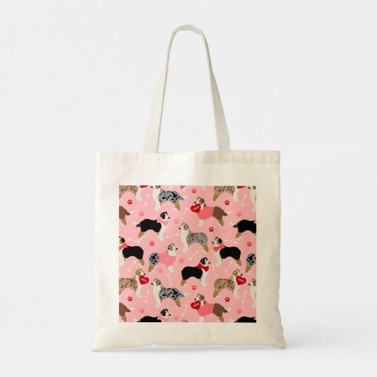 Australian Shepherd Valentine Pattern Tote Bag (Achterkant)