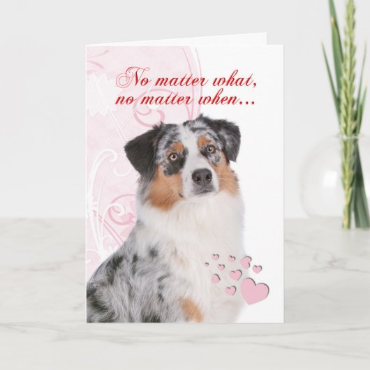 Australian Shepherd Valentine's Day Card Feestdagen Kaart (Voorkant)