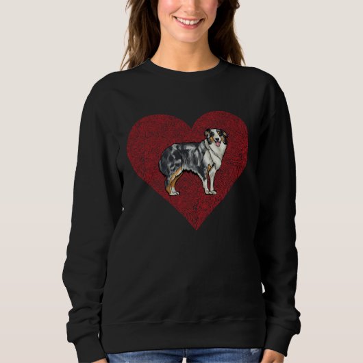 Australian Shepherd Valentines Day Dog Love Finger Trui (Voorkant)