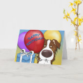 Australian Shepherd Verjaardag Kaart (Gele Bloem)