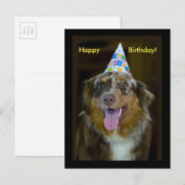 Australian Shepherd Verjaardagsfeest Hond Uitnodiging Briefkaart (Voorkant / Achterkant)