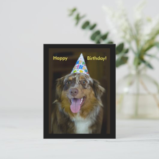 Australian Shepherd Verjaardagsfeest Hond Uitnodiging Briefkaart (Staand voorkant)