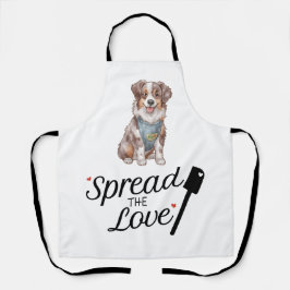 Australian Shepherd verspreidt de liefde Schort