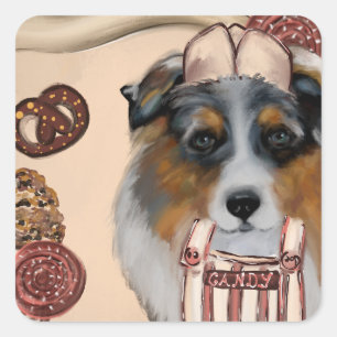 AUSTRALIAN SHEPHERD VIERKANTE STICKER