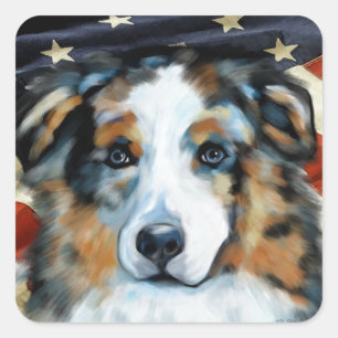 AUSTRALIAN SHEPHERD VIERKANTE STICKER
