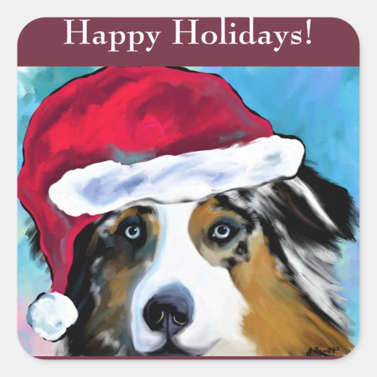 Australian Shepherd Vierkante Sticker (Voorkant)