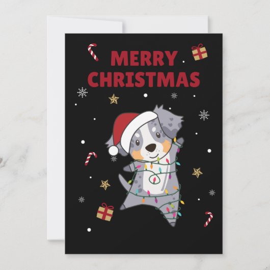 Australian Shepherd Vrolijk Kerstfeest Winter Feestdagenkaart (Voorkant)
