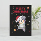 Australian Shepherd Vrolijk Kerstfeest Winter Feestdagenkaart (Staand voorkant)