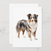 Australian Shepherd waterverf clipart Australian Bedankkaart (Voorkant / Achterkant)