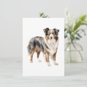 Australian Shepherd waterverf clipart Australian Bedankkaart (Staand voorkant)