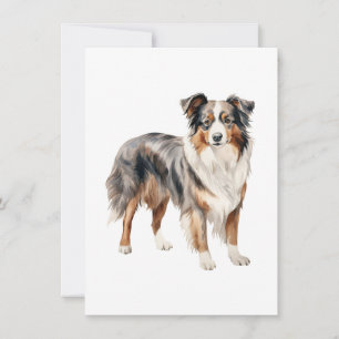 Australian Shepherd waterverf clipart Australian Bedankkaart
