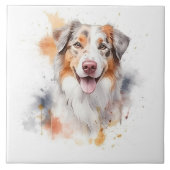 Australian Shepherd Waterverf Dog Tegeltje (Voorkant)