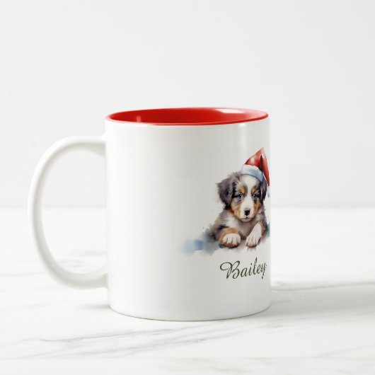 Australian Shepherd Waterverf Kerstmis Mok (Links)