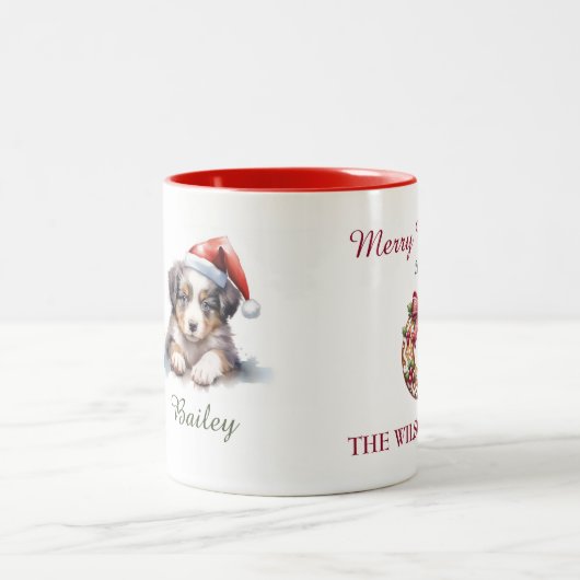 Australian Shepherd Waterverf Kerstmis Mok (Center)