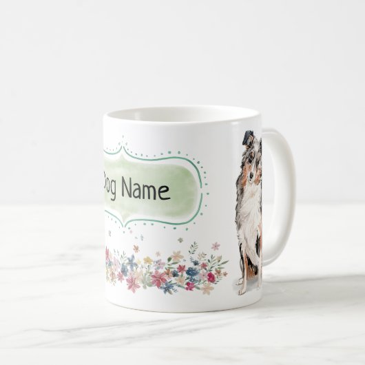 Australian Shepherd Waterverf Mok (Voorkant rechts)