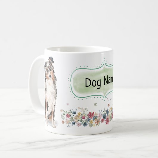 Australian Shepherd Waterverf Mok (Voorkant links)