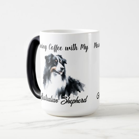 Australian Shepherd Waterverf personaliseren Magische Mok (Voorkant links)
