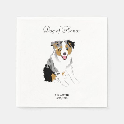 Australian Shepherd Wedding Cocktail Napkins Servet (Voorkant)