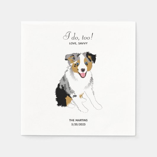 Australian Shepherd Wedding Cocktail Napkins Servet (Voorkant)