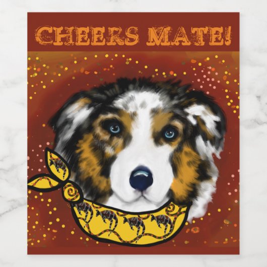 AUSTRALIAN SHEPHERD WIJN ETIKET (Enkel label)