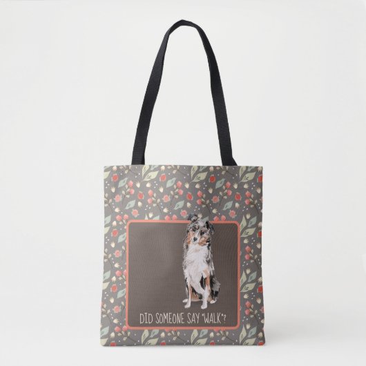 Australian Shepherd wil een Canvas tas (Voorkant)