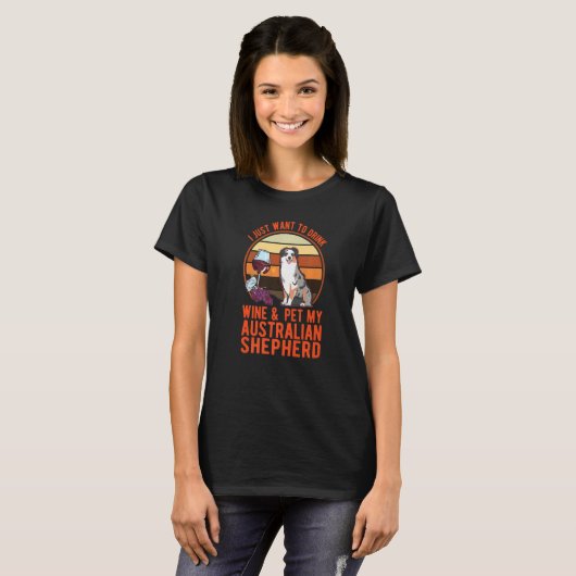 Australian Shepherd Wine Aussie   T-shirt (Voorkant volledig)