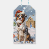 Australian Shepherd Winter Wonderland Kerstmis Cadeaulabel (Achterkant)