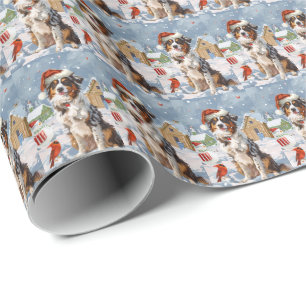 Australian Shepherd Winter Wonderland Kerstmis Cadeaupapier