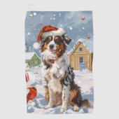 Australian Shepherd Winter Wonderland Kerstmis Golfhanddoek (Voorkant)