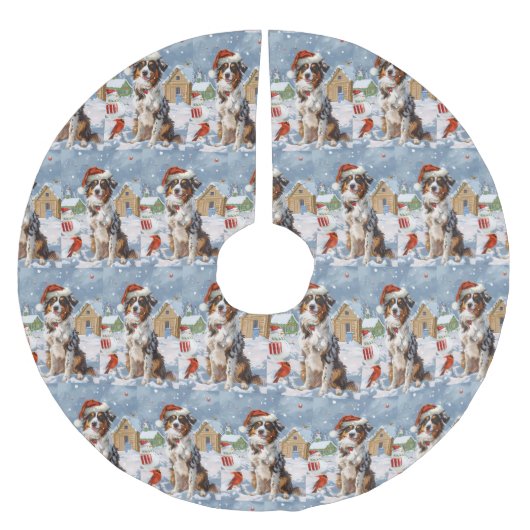 Australian Shepherd Winter Wonderland Kerstmis Kerstboom Rok (Voorkant)