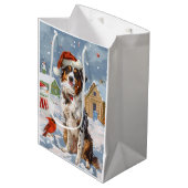 Australian Shepherd Winter Wonderland Kerstmis Medium Cadeauzakje (Voorkant Gekanteld)