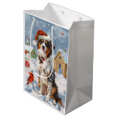Australian Shepherd Winter Wonderland Kerstmis Medium Cadeauzakje (Achterkant Gekanteld)