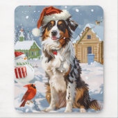 Australian Shepherd Winter Wonderland Kerstmis Muismat (Voorkant)
