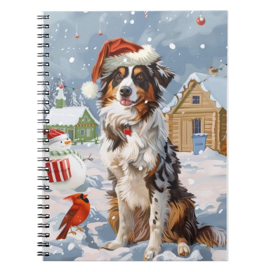 Australian Shepherd Winter Wonderland Kerstmis Notitieboek (Voorkant)