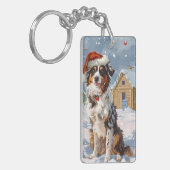 Australian Shepherd Winter Wonderland Kerstmis Sleutelhanger (Voorkant Links)