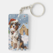 Australian Shepherd Winter Wonderland Kerstmis Sleutelhanger (achterkant)
