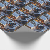 Australian Shepherd With Christmas Lights Holiday Cadeaupapier (Hoek)