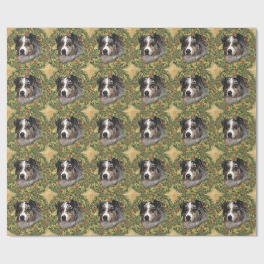 Australian Shepherd Wreath Cadeaupapier (Vlak)