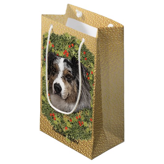 Australian Shepherd Wreath Klein Cadeauzakje (Voorkant Gekanteld)