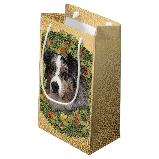 Australian Shepherd Wreath Klein Cadeauzakje (Achterkant Gekanteld)