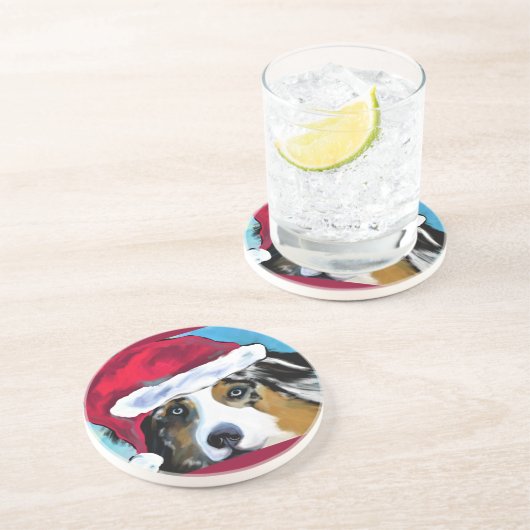 Australian Shepherd Zandsteen Onderzetter (Zijkant)