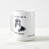 Australian Shepherd Zwarte Waterverf personalisere Koffiemok (Voorkant links)
