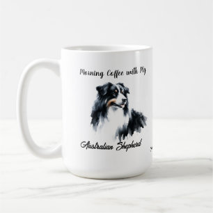 Australian Shepherd Zwarte Waterverf personalisere Koffiemok