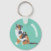 Australian Shepherds Aussie Honden gepersonaliseer Sleutelhanger (Voorkant)