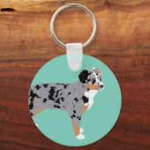 Australian Shepherds Aussie Honden gepersonaliseer Sleutelhanger (Achterkant)