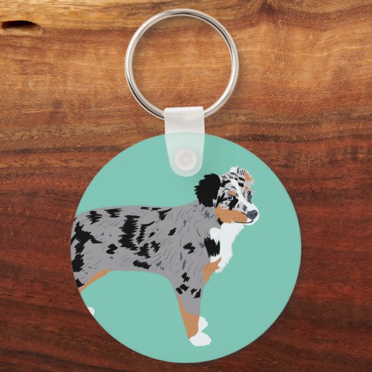 Australian Shepherds Aussie Honden gepersonaliseer Sleutelhanger (Achterkant)