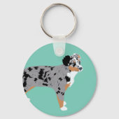 Australian Shepherds Aussie Honden gepersonaliseer Sleutelhanger (Achterkant)