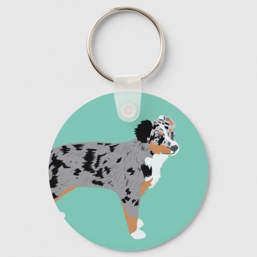 Australian Shepherds Aussie Honden gepersonaliseer Sleutelhanger (Achterkant)